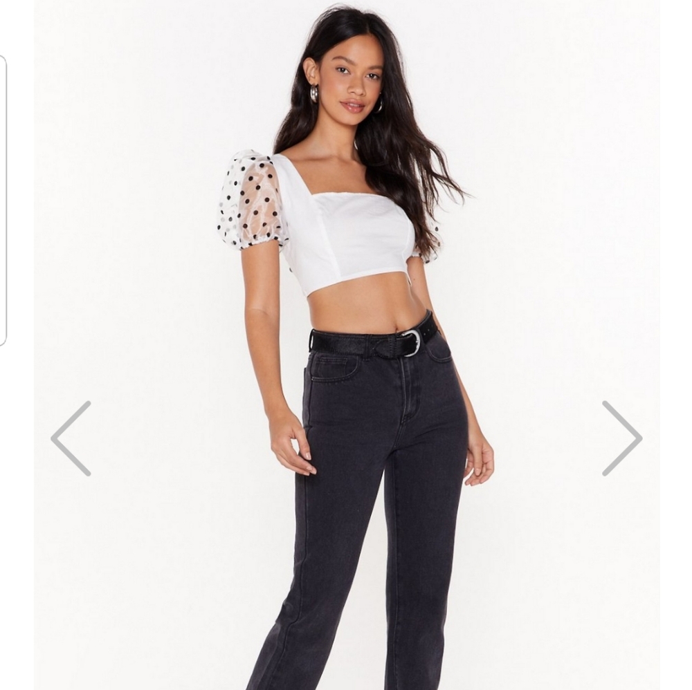 NWOT - Organza sleeve crop top